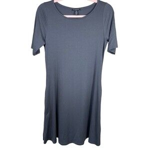 Eileen Fisher Gray‎ Dress Womens PS. Stretch Viscose Jersey V Neck